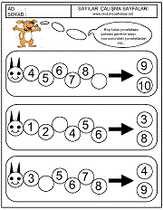 okul öncesi sayılar örüntü çalışma sayfaları